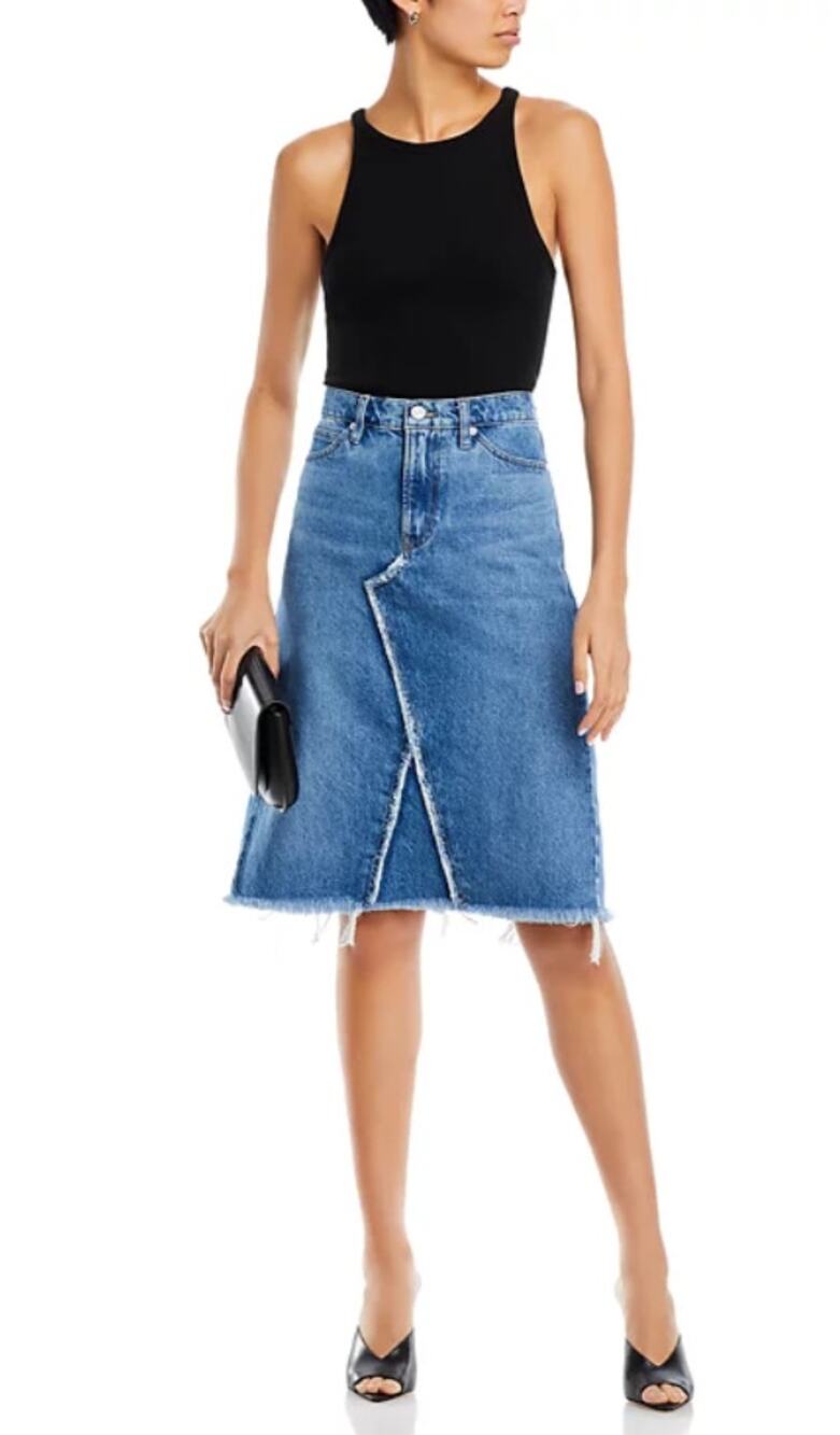 FRAME DENIM WOMENS SIZE 24 DECONSTRUCTED JEAN SKIRT BLUE NEW
